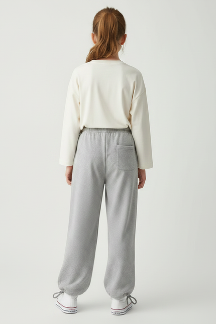 Pantalon Gris Ample Décontracté Molletonné Sport Enfant - vue 2