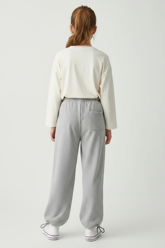 Pantalon Gris Ample Décontracté Molletonné Sport Enfant - vue 2