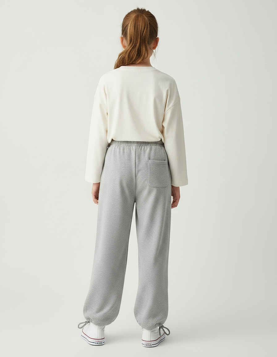 Pantalon Gris Ample Décontracté Molletonné Sport Enfant - vue 2