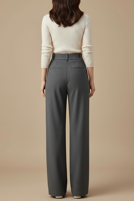 Pantalon Wide Leg Gris - Laine - vue 2