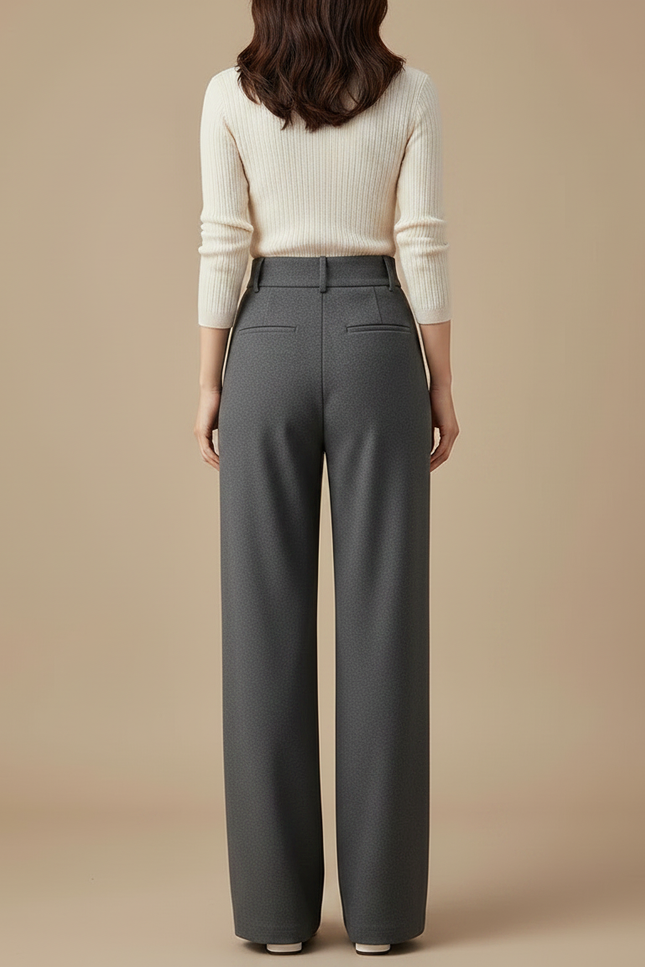 Pantalon Wide Leg Gris - Laine - vue 2