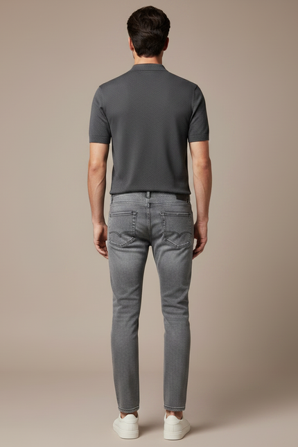 Pantalon Gris Slim Denim Décontracté Homme Tendance - Jean - vue 2