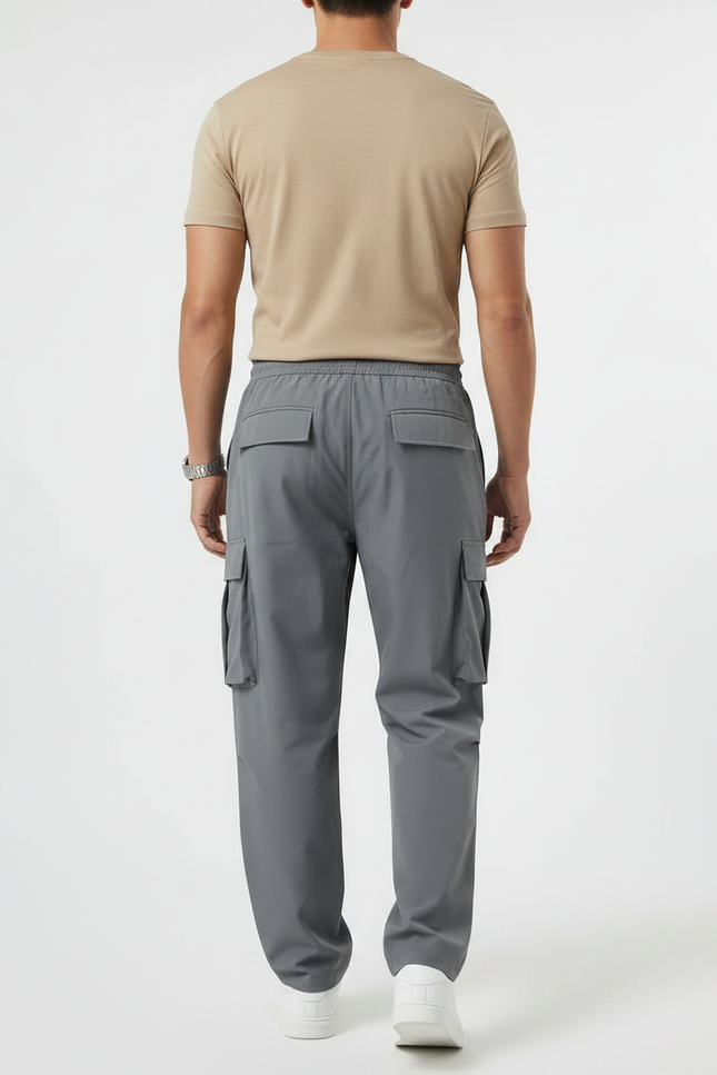 Pantalon Gris Cargo Ample Décontracté Homme Cordon - Polyester - vue 2