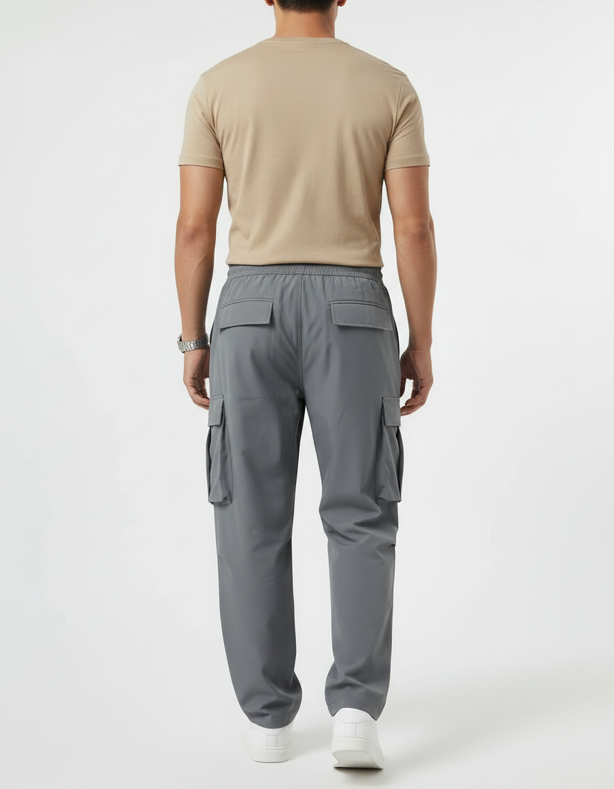 Pantalon Gris Cargo Ample Décontracté Homme Cordon - Polyester - vue 2