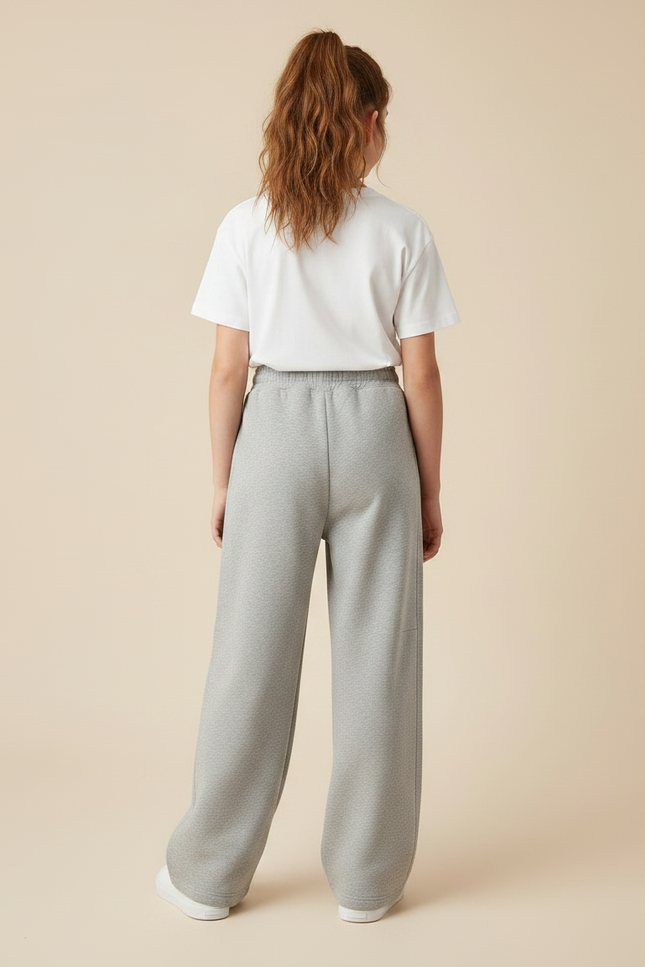 Pantalon Gris Ample Molletonné Décontracté Enfant Fille - vue 2