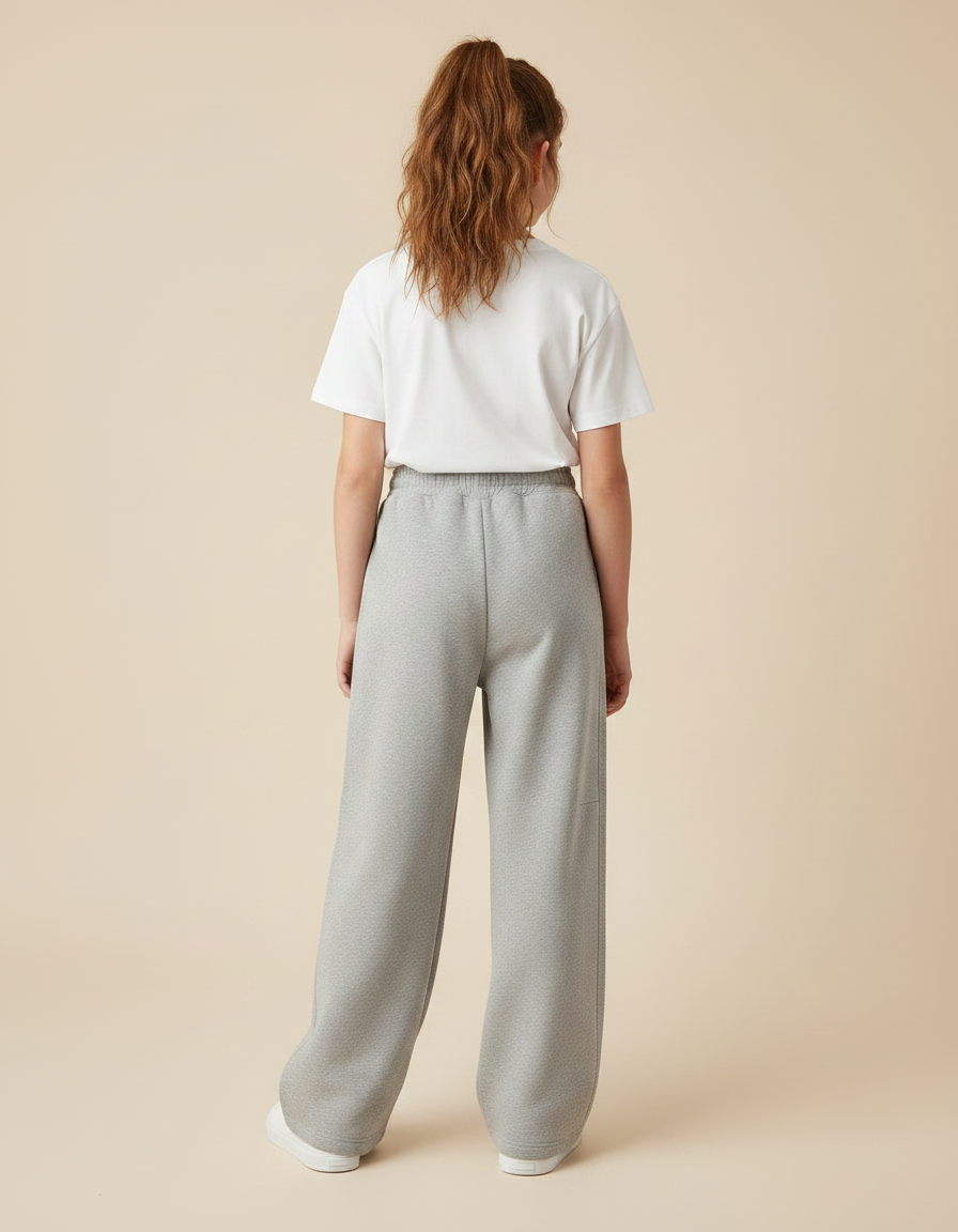 Pantalon Gris Ample Molletonné Décontracté Enfant Fille - vue 2