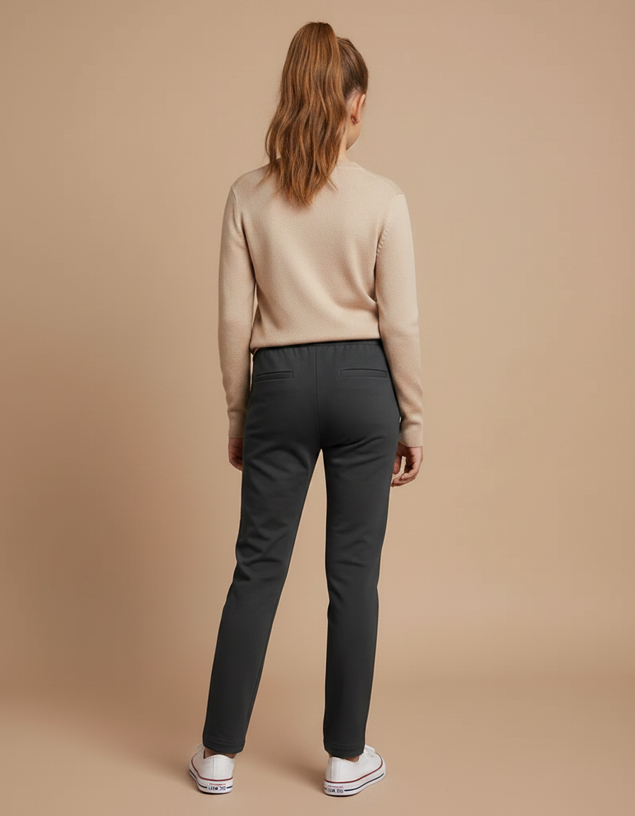 Pantalon Gris Slim Extensible Fille Enfant - Molleton - vue 2