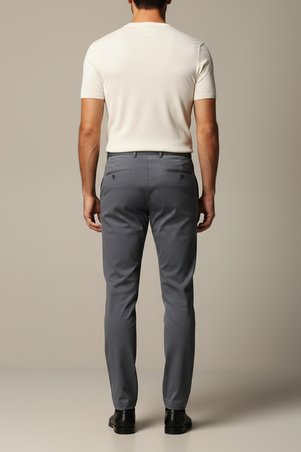 Pantalon Gris Droit Stretch Élégant Homme - Polyester - vue 2