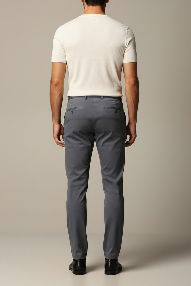Pantalon Gris Droit Stretch Élégant Homme - Polyester - vue 2