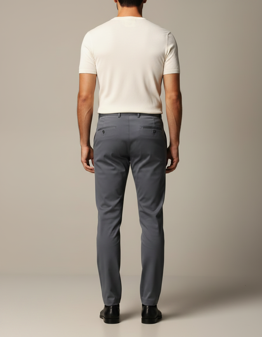 Pantalon Gris Droit Stretch Élégant Homme - Polyester - vue 2