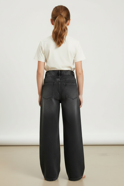 Pantalon Gris Large Décontracté Taille Élastique Fille - Jean - vue 2