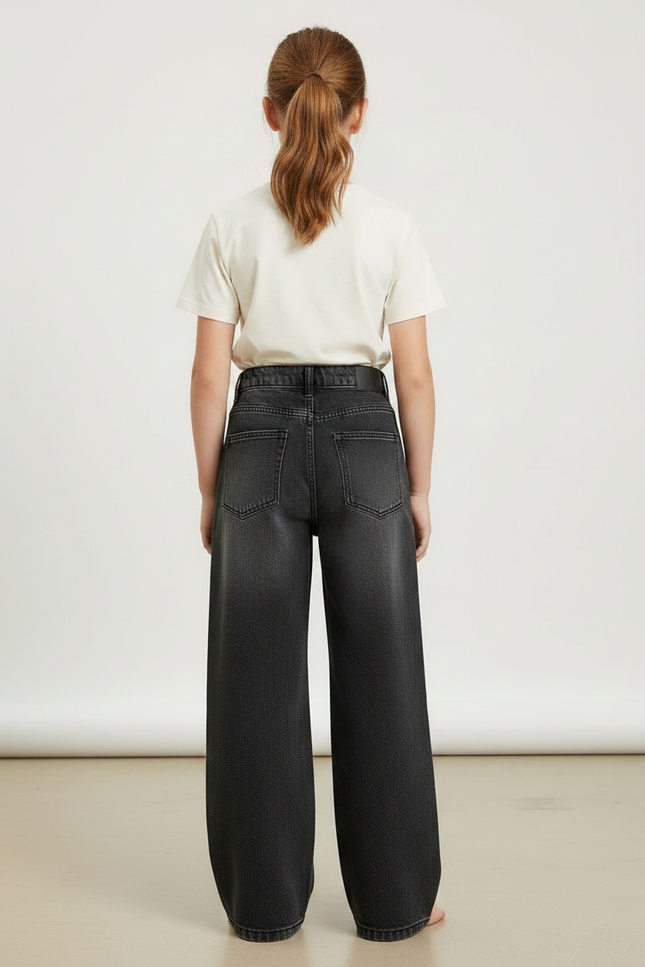Pantalon Gris Large Décontracté Taille Élastique Fille - Jean - vue 2