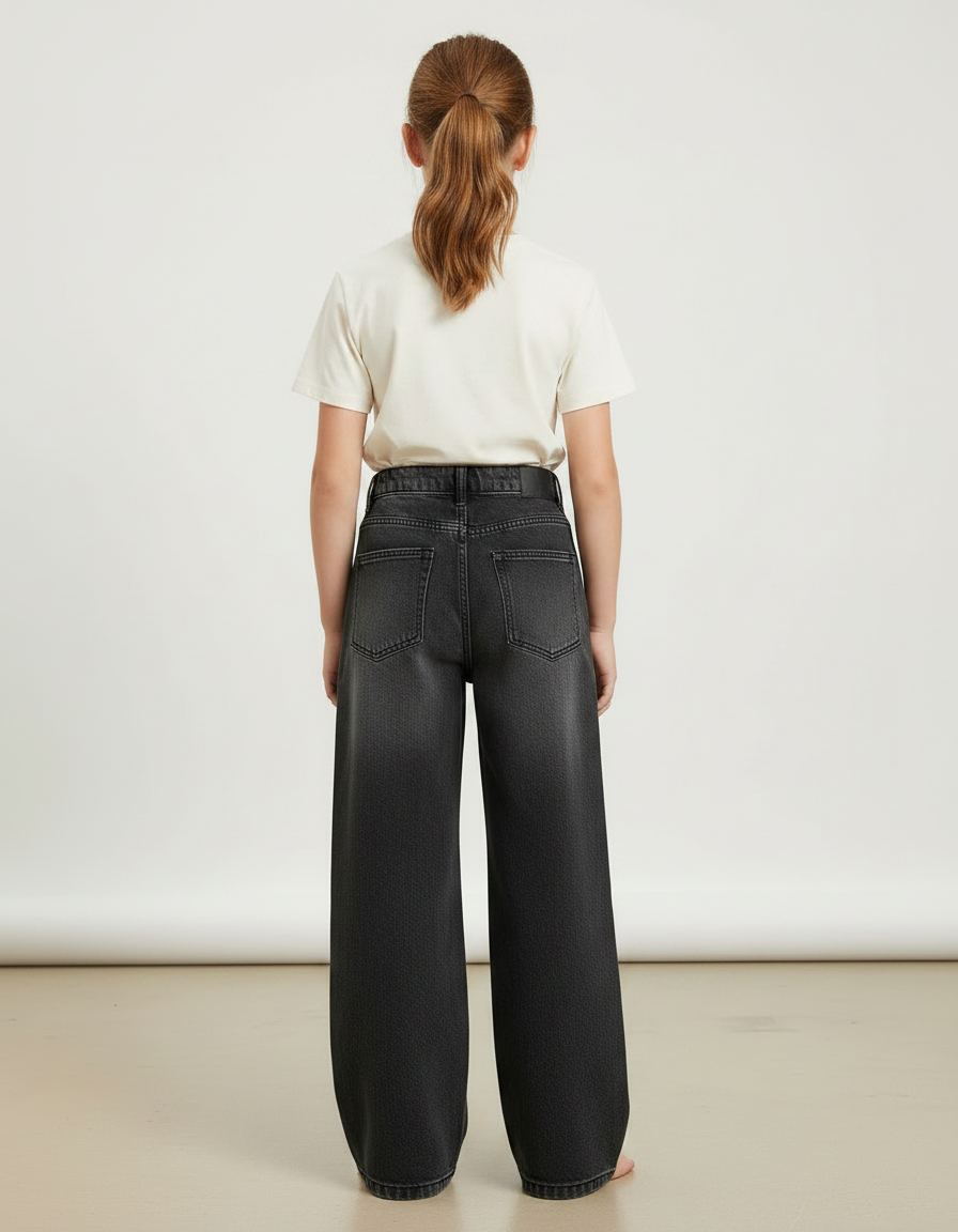 Pantalon Gris Large Décontracté Taille Élastique Fille - Jean - vue 2