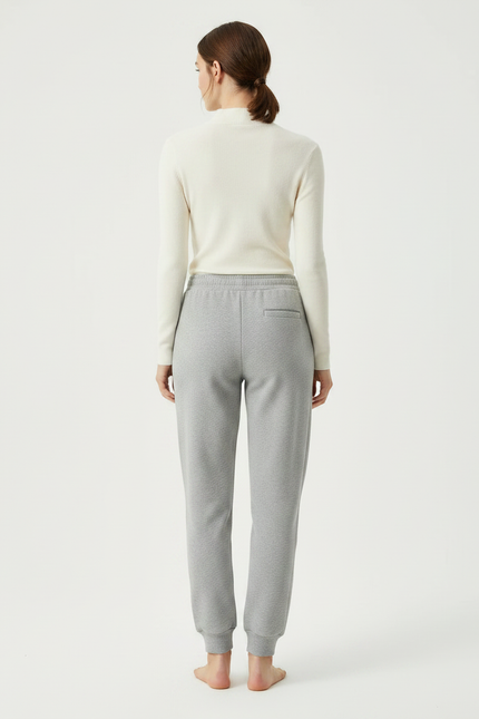 Pantalon Gris Molletonné Imprimé Sport Décontracté Femme - vue 2