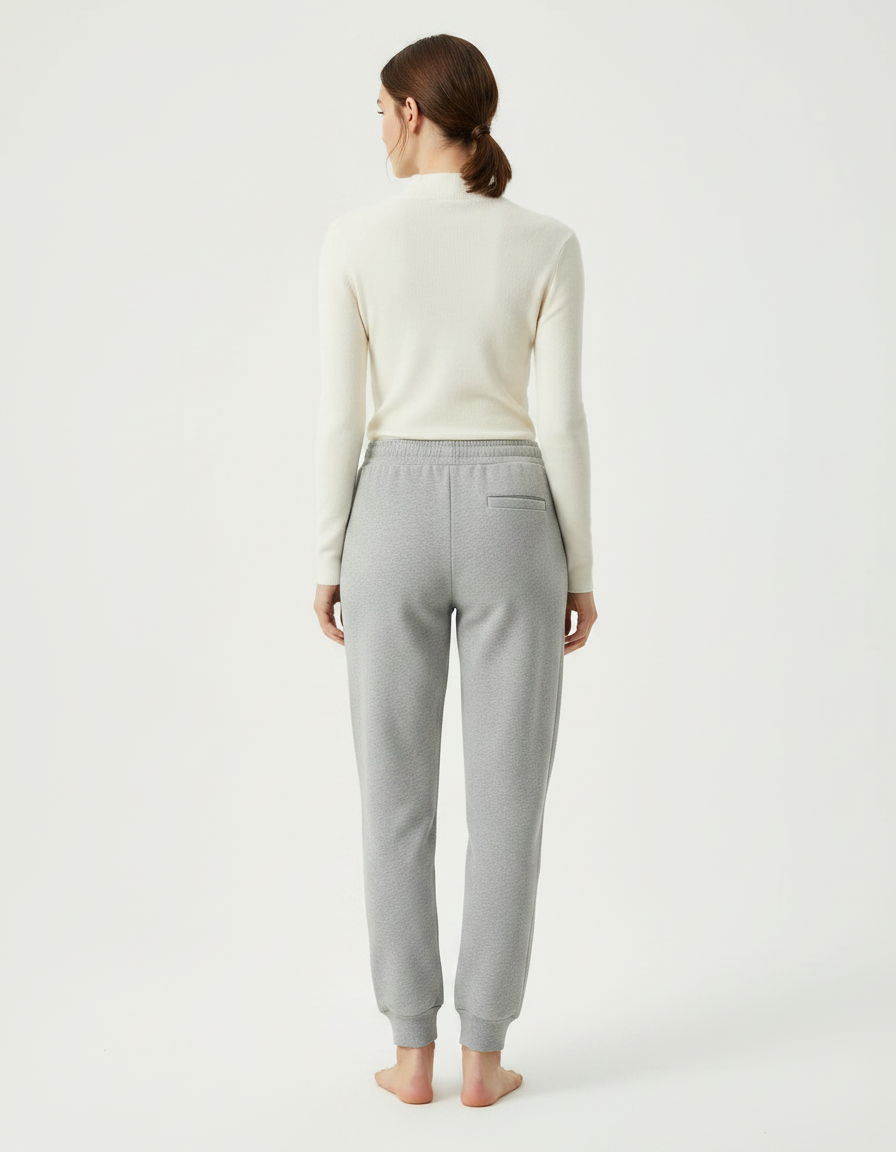 Pantalon Gris Molletonné Imprimé Sport Décontracté Femme - vue 2