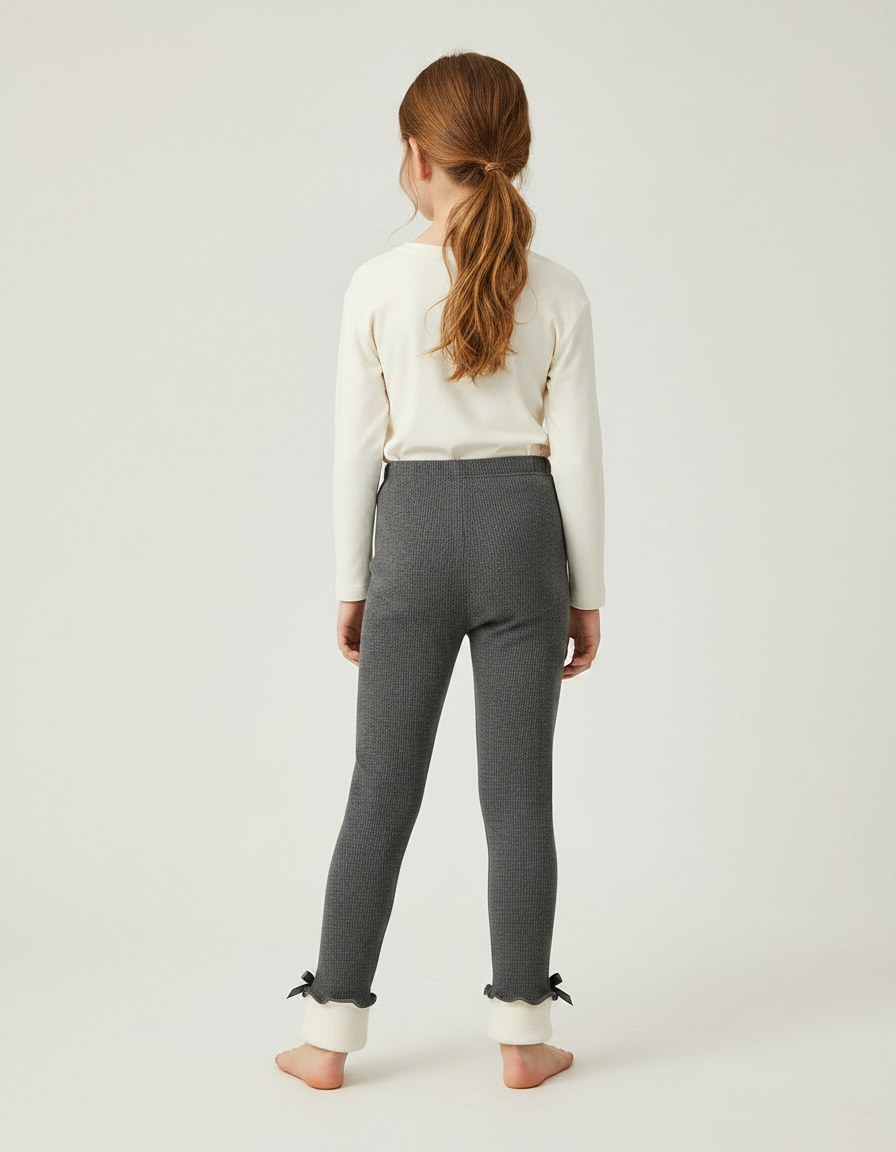 Pantalon Gris Côtelé Chaud Molletonné Enfant Hiver - Cordé - vue 2