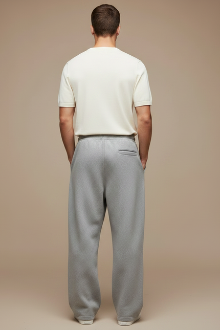 Pantalon Gris Molletonné Ample Cordon Décontracté - vue 2