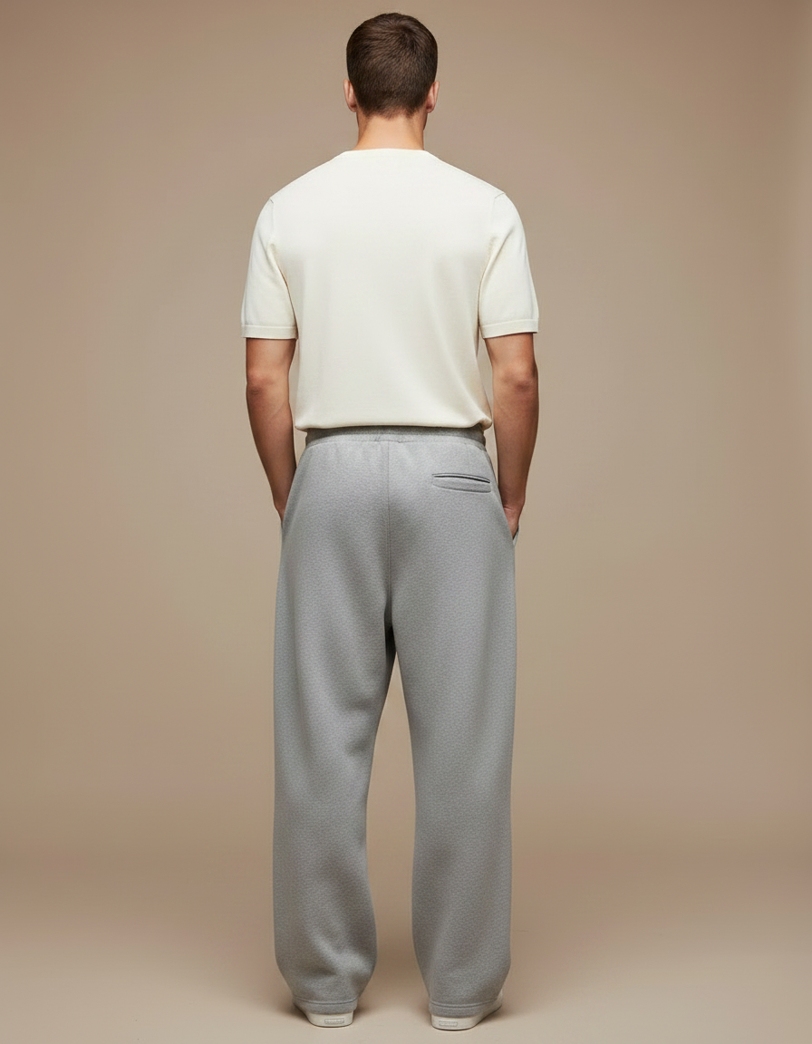 Pantalon Gris Molletonné Ample Cordon Décontracté - vue 2