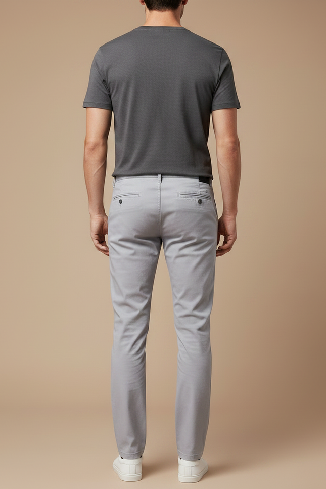 Pantalon Gris Coton Slim Fit Homme Décontracté - vue 2