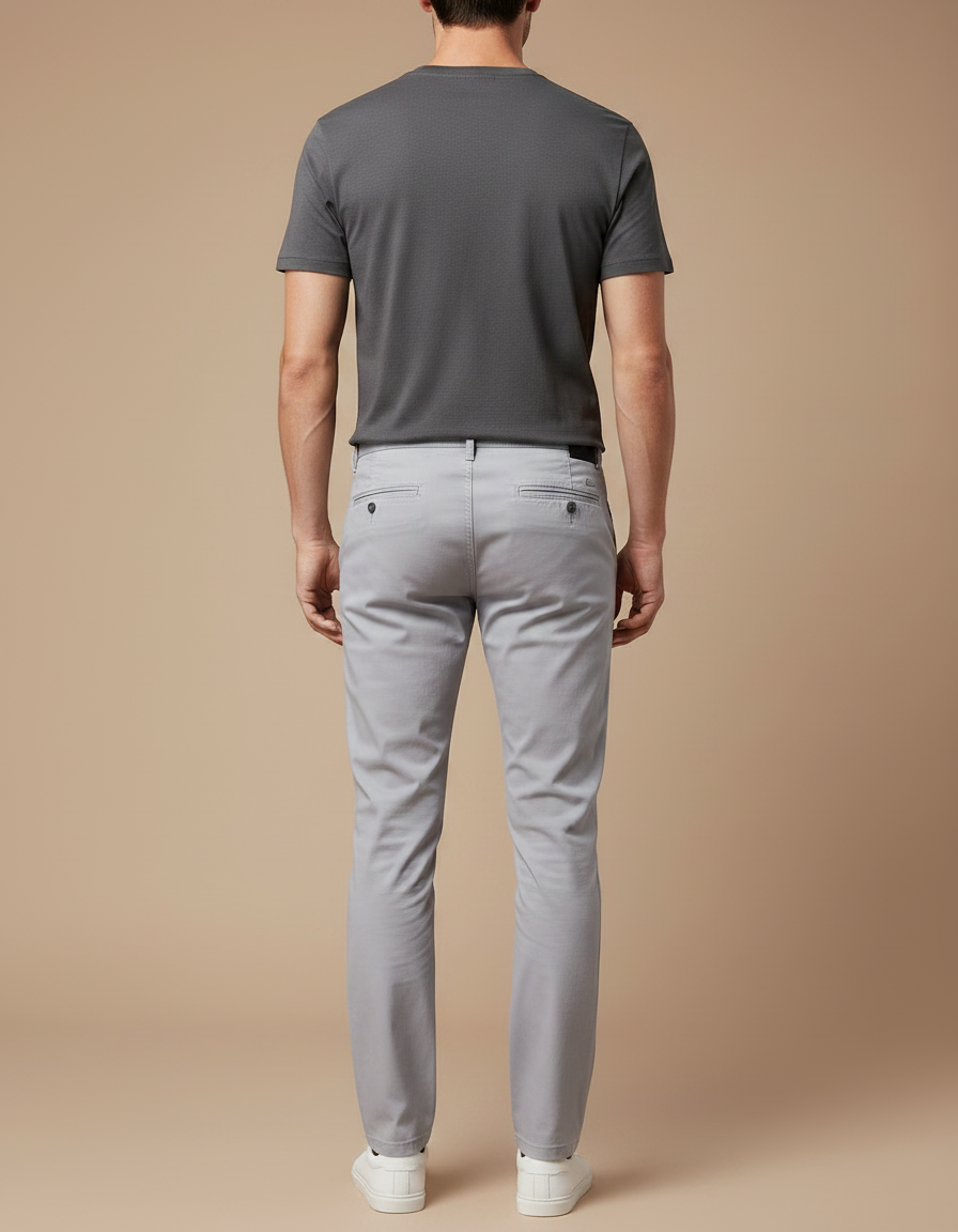 Pantalon Gris Coton Slim Fit Homme Décontracté - vue 2