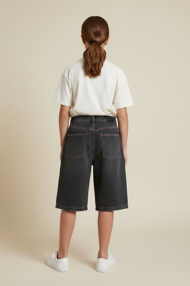 Pantalon Gris Ample Denim Coutures Rouges Enfant - Jean - vue 2