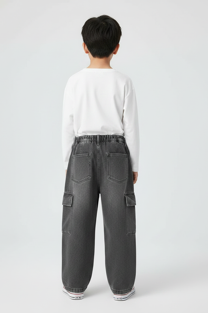 Pantalon Gris Cargo Ample Denim Enfant - Jean - vue 2