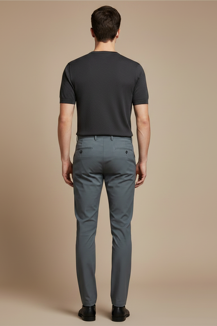 Pantalon Gris Slim Homme Décontracté Élégant - Gabardine - vue 2