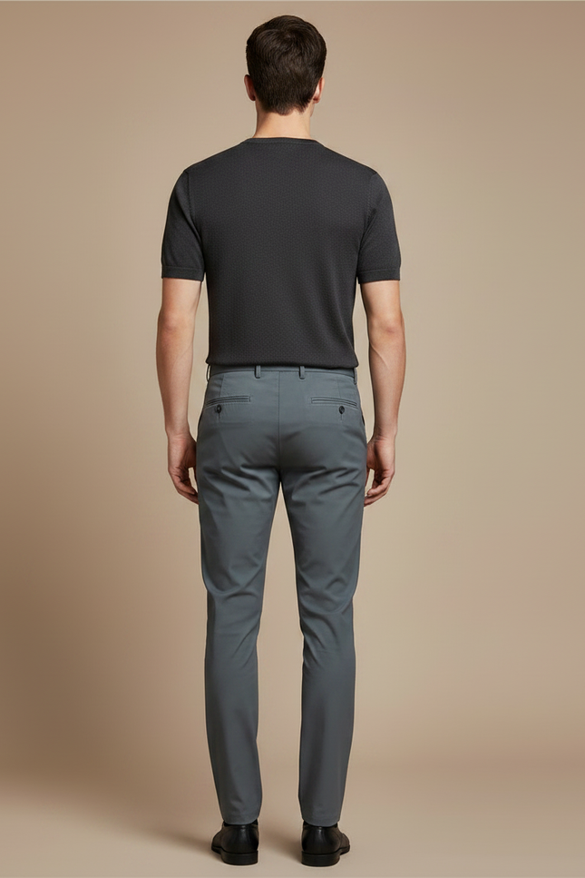 Pantalon Gris Slim Homme Décontracté Élégant - Gabardine - vue 2