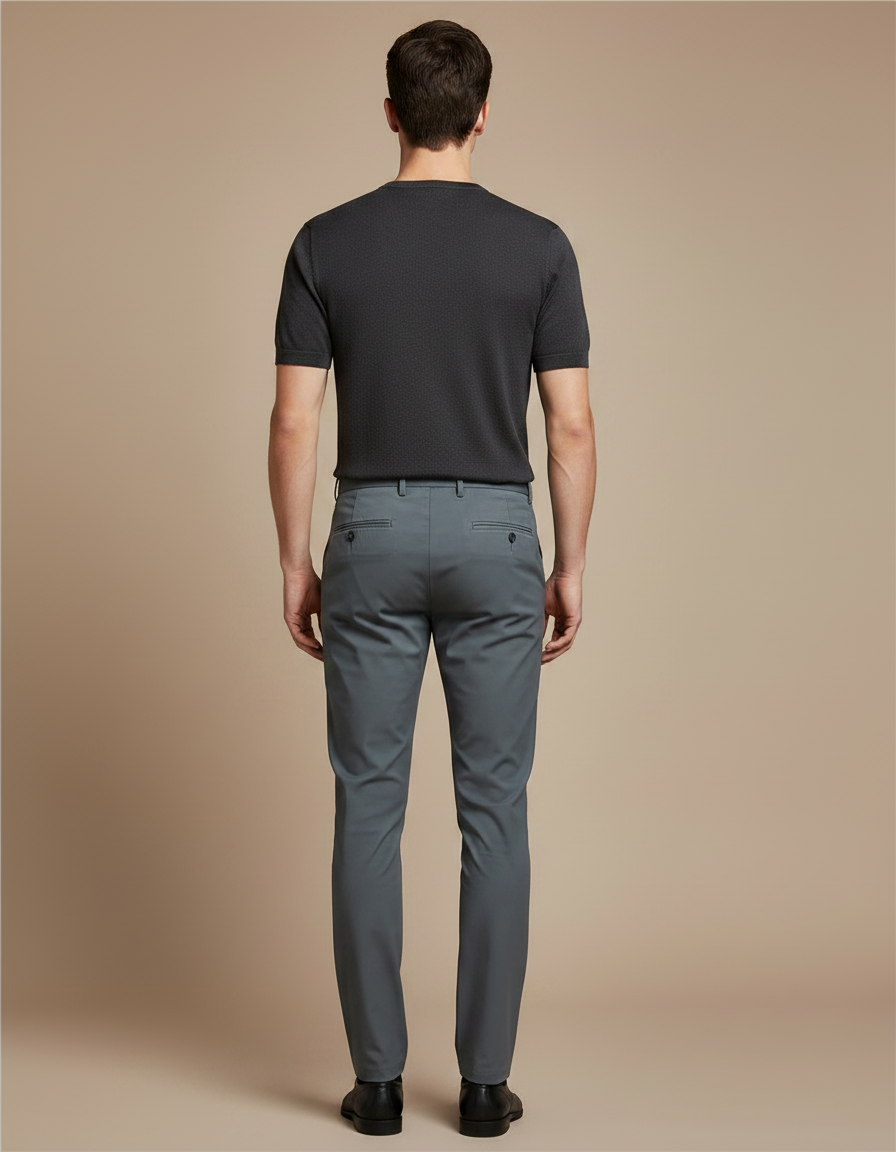 Pantalon Gris Slim Homme Décontracté Élégant - Gabardine - vue 2