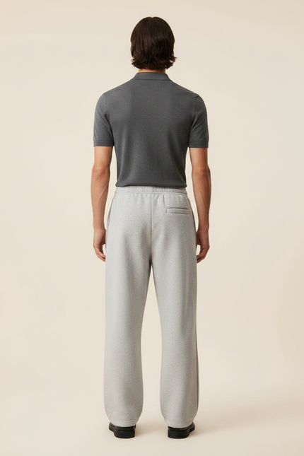 Pantalon Gris Ample Décontracté Brodé Confortable Jogging - Molleton - vue 2