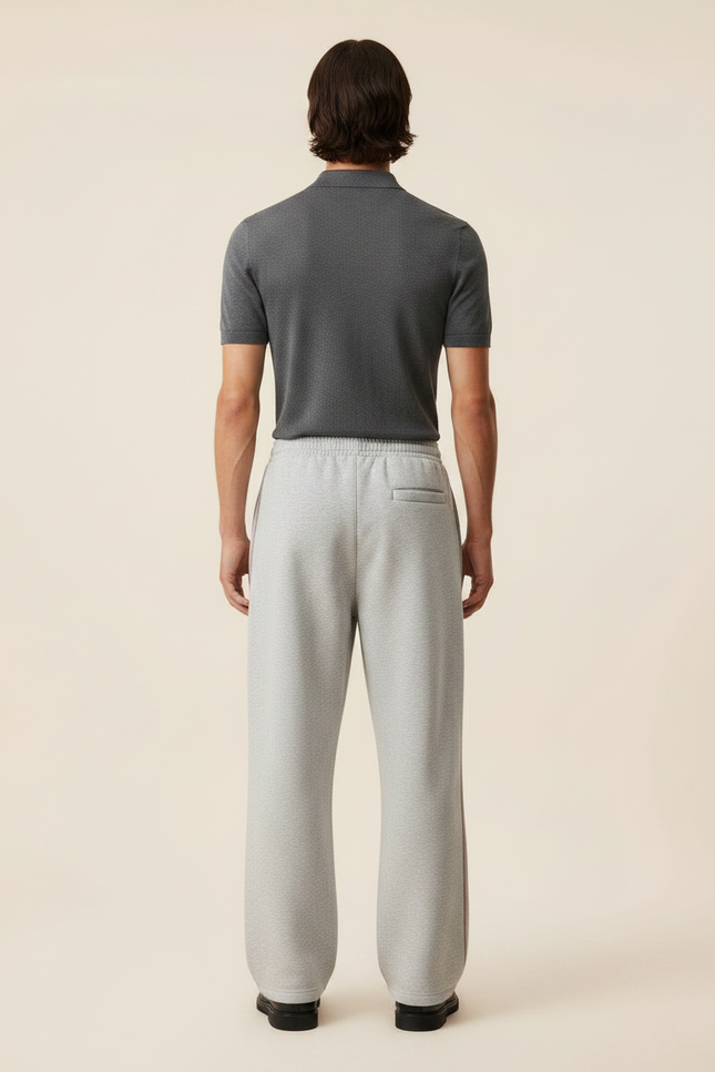 Pantalon Gris Ample Décontracté Brodé Confortable Jogging - Molleton - vue 2