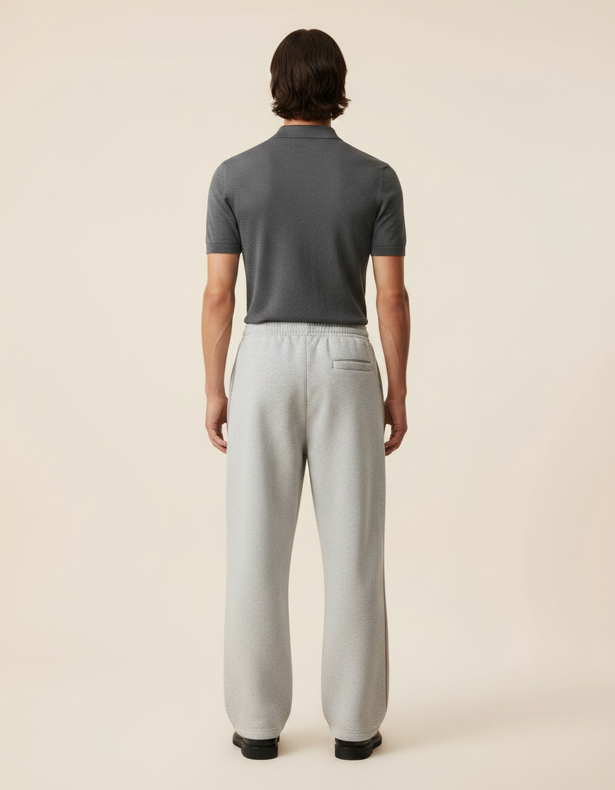 Pantalon Gris Ample Décontracté Brodé Confortable Jogging - Molleton - vue 2