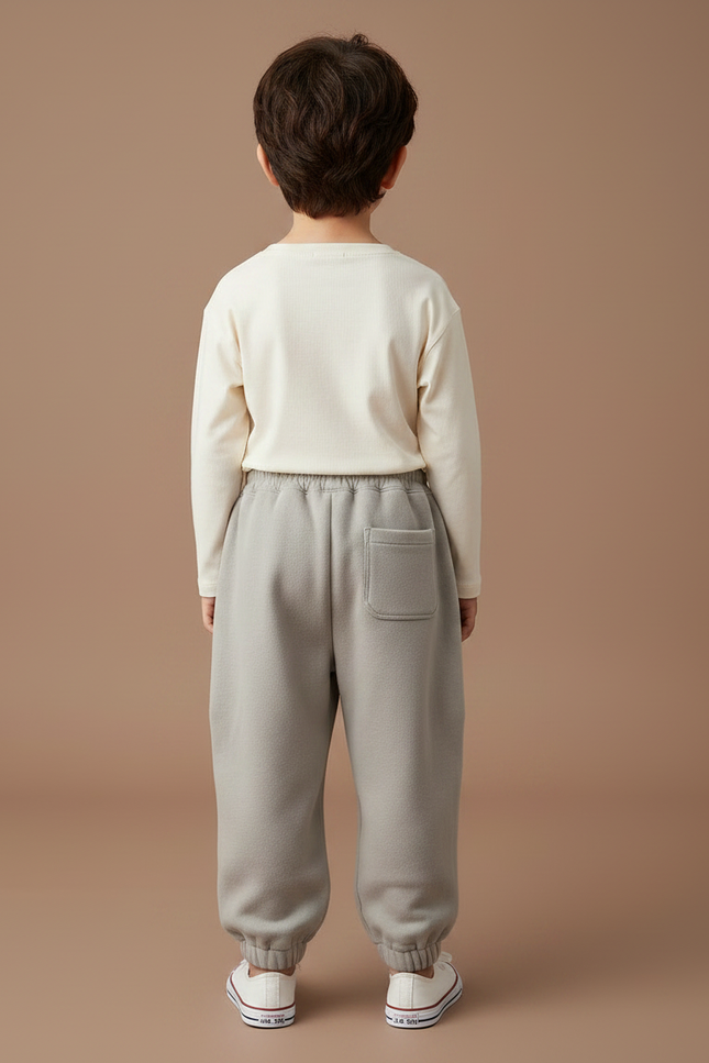 Pantalon Gris Molletonné Ample Confortable Garçon - vue 2