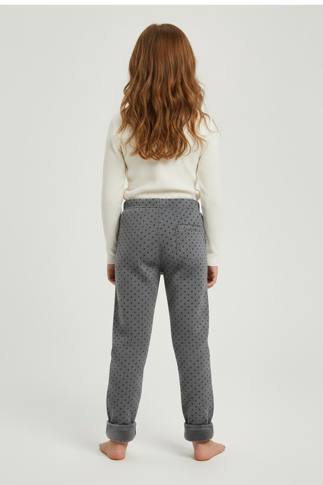 Pantalon Gris Polka Dot Molletonné Chaud Enfant Fille - vue 2
