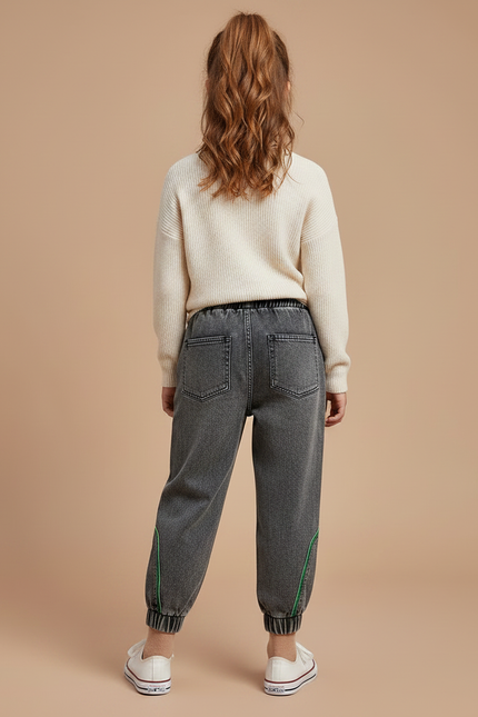 Pantalon Gris Décontracté Ample Denim Enfant - Jean - vue 2