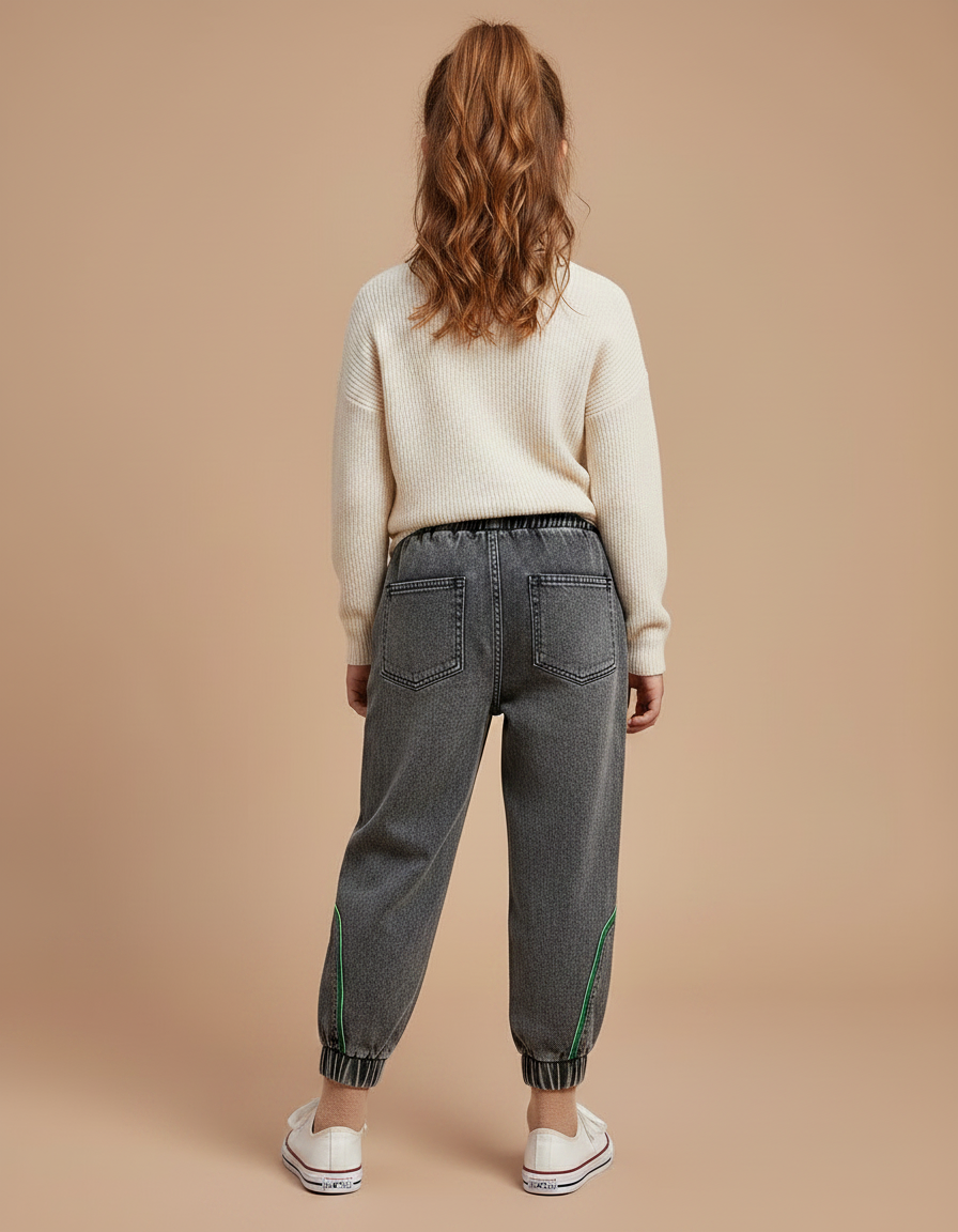 Pantalon Gris Décontracté Ample Denim Enfant - Jean - vue 2