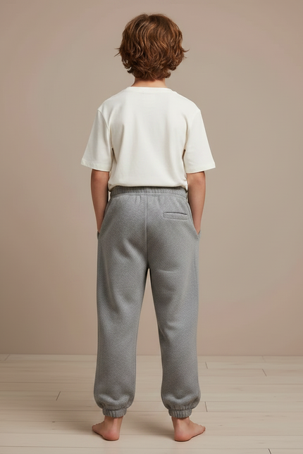 Pantalon Gris Ample Décontracté Enfant Coton Sport - Molleton - vue 2