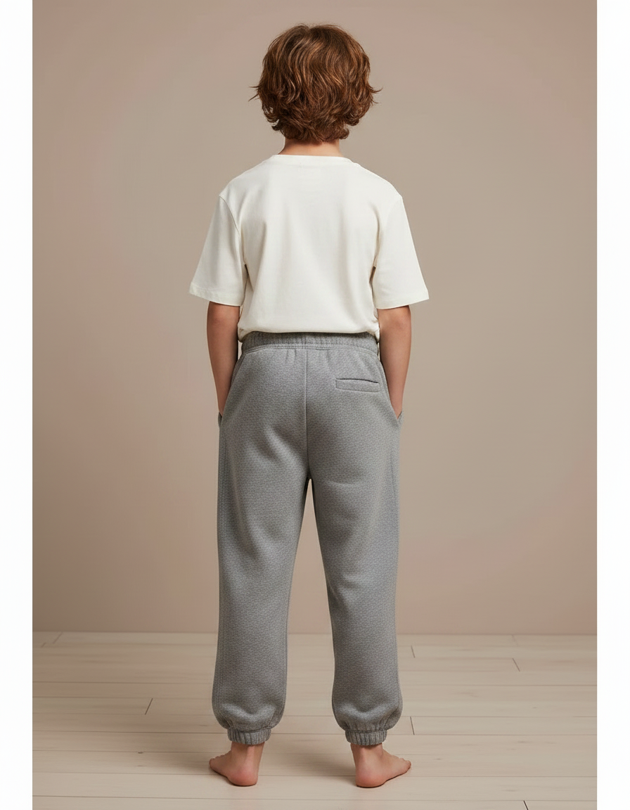 Pantalon Gris Ample Décontracté Enfant Coton Sport - Molleton - vue 2
