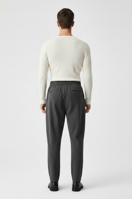 Pantalon Gris Décontracté Droit Fluide Homme - Polyester - vue 2