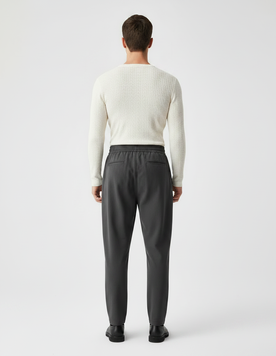 Pantalon Gris Décontracté Droit Fluide Homme - Polyester - vue 2