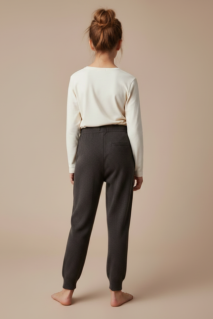 Pantalon Gris Tricoté Décontracté Cordon Fille - Maille - vue 2