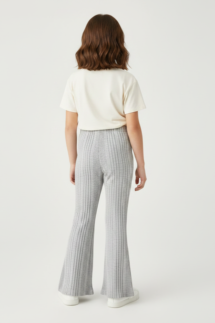 Pantalon Gris Rayé - Maille - vue 2