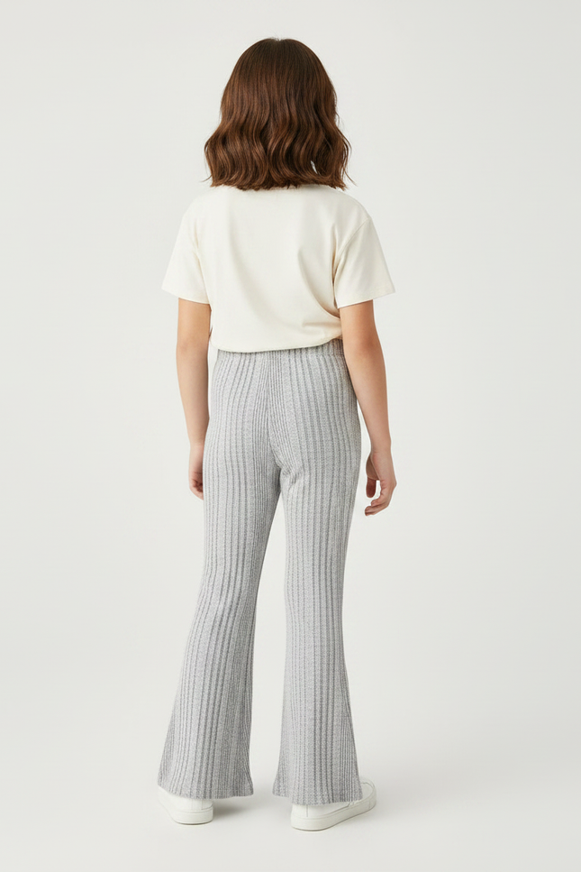 Pantalon Gris Rayé - Maille - vue 2