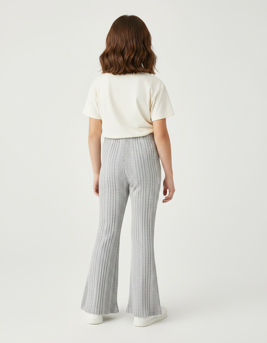 Pantalon Gris Rayé - Maille - vue 2
