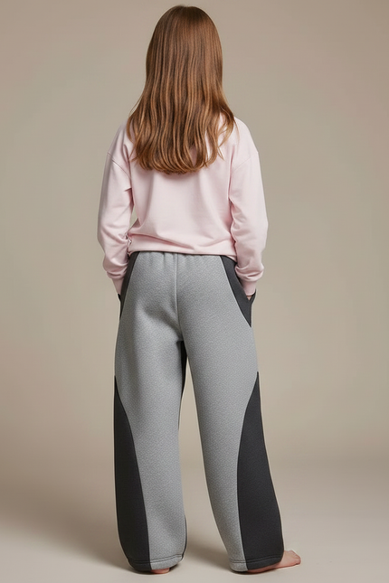Pantalon Gris Ample Bicolore Molleton Doux - vue 2
