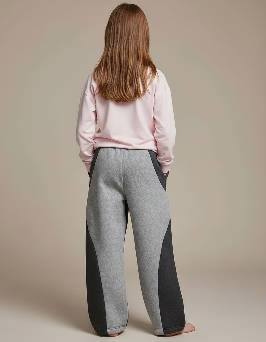Pantalon Gris Ample Bicolore Molleton Doux - vue 2