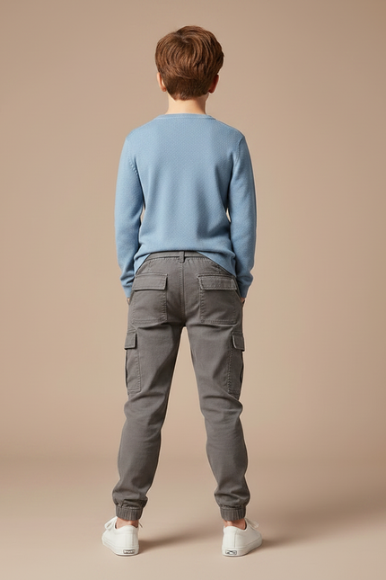 Pantalon Gris Cargo Coton Décontracté Garçon - vue 2