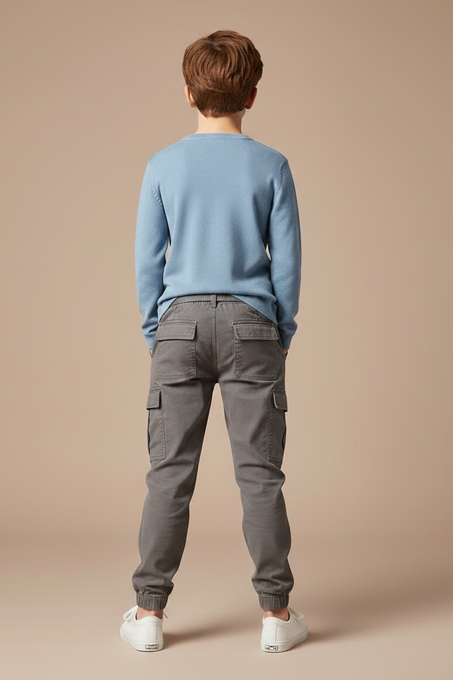 Pantalon Gris Cargo Coton Décontracté Garçon - vue 2