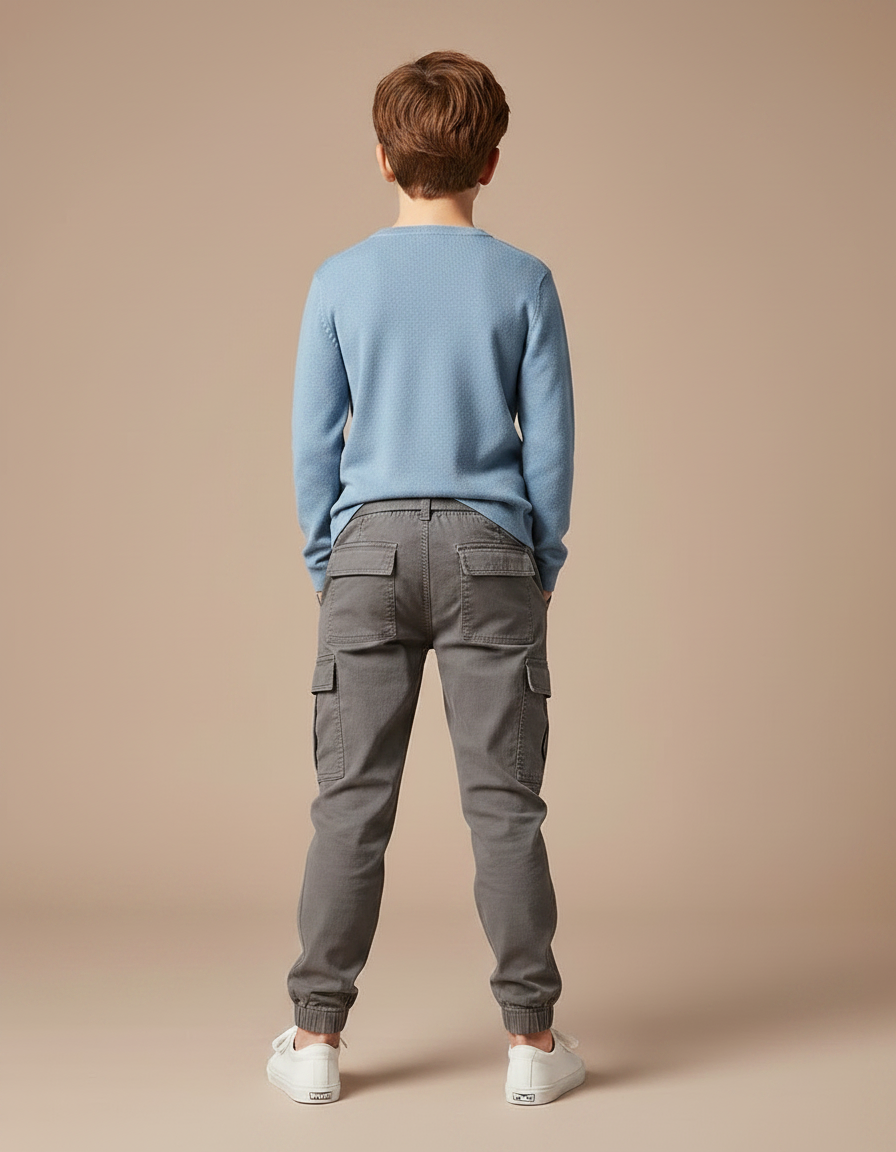 Pantalon Gris Cargo Coton Décontracté Garçon - vue 2