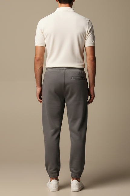 Pantalon Gris Ample Droit Cordon Molletonné Homme - vue 2
